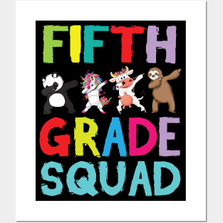 Animals Students Dabbing Back To School Fifth Grade Squad Posters and Art